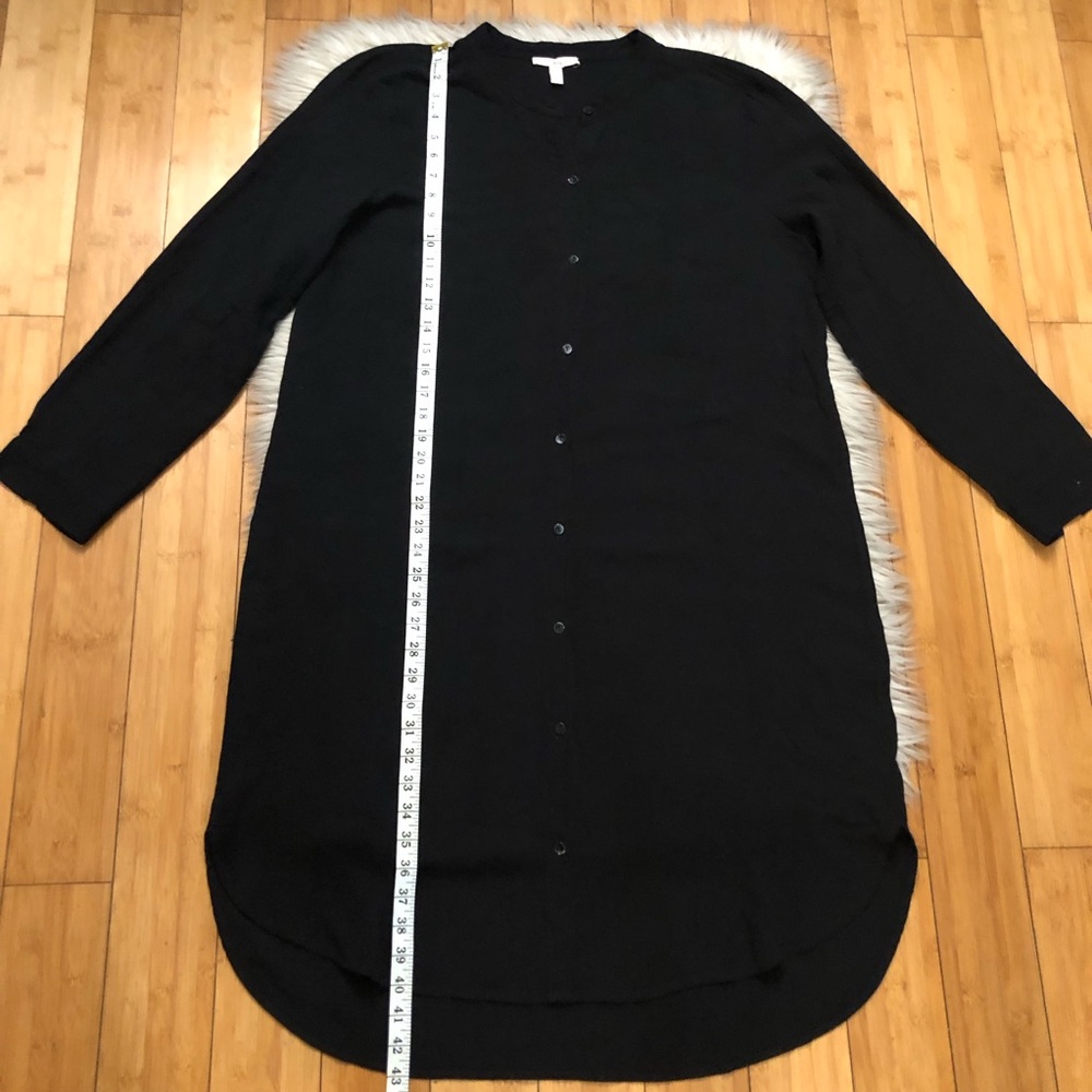 Eileen Fisher Organic Cotton Collarless Long Sleeves Black Shirt Dress size L - Picture 9 of 10